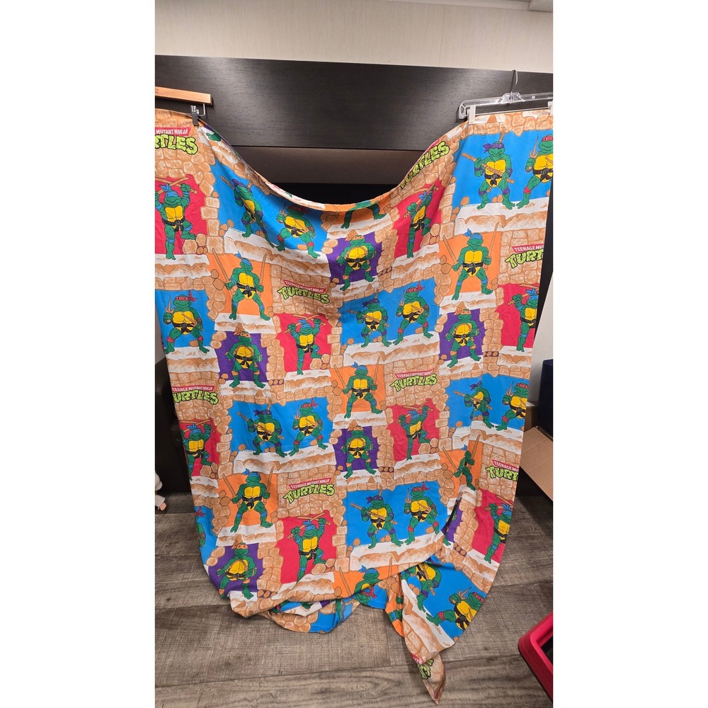 Vintage 1988 TMNT Teenage Mutant Ninja Turtles Twin Flat Sheet Bibb Co USA Made